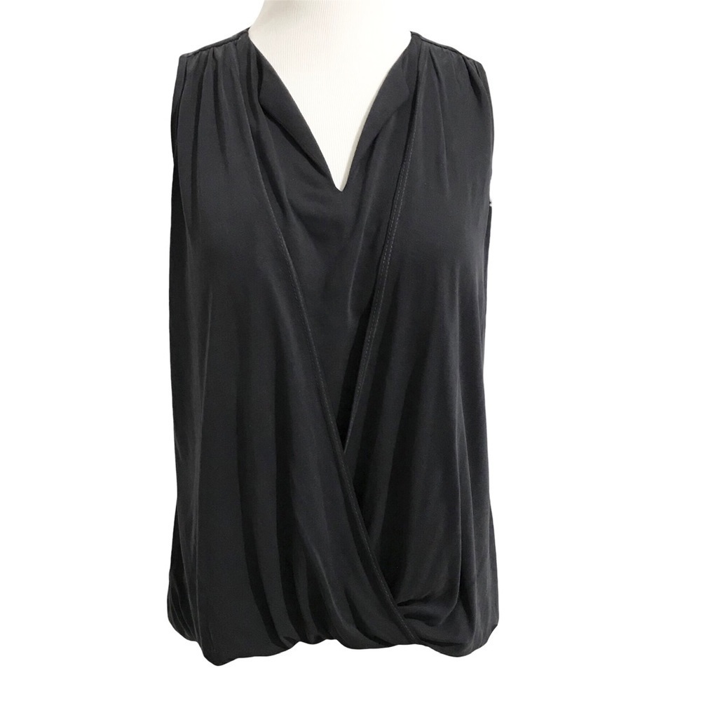 Drew Sleeveless Front Drape Blouse Small V Neck Surplice Collar